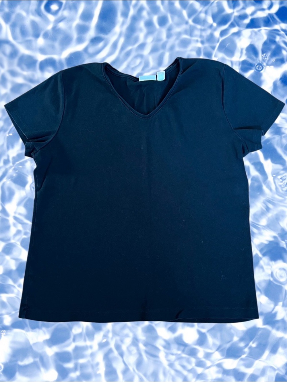 Chico's Black Cotton V-Neck T-Shirt Plus Size 3